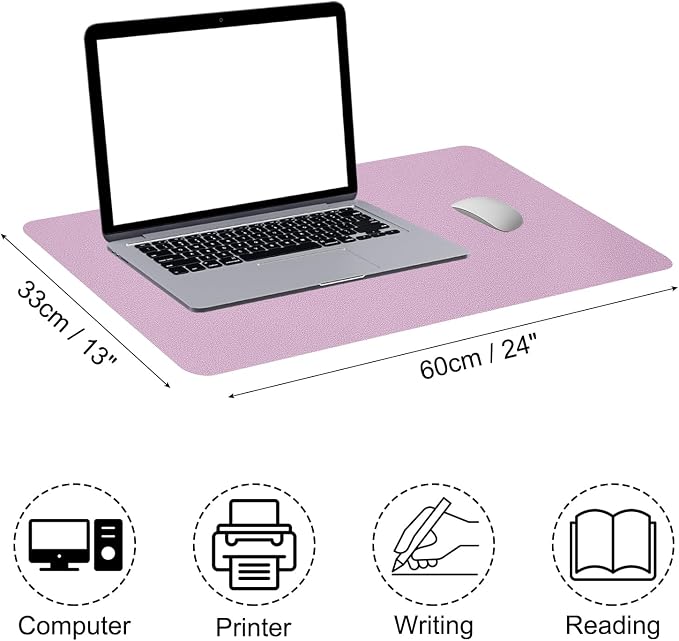 Patikil Desk Mat, 24"x13" Non-Slip Waterproof PU Leather Dual-Sided Desk Pad for Office, Home & Study, Purple