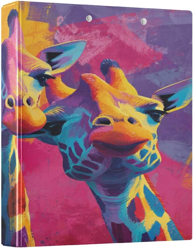 Colorful Giraffes 3 Ring Binders 1.5 Inch Clear View Three Ring Binders Versatile Binder for Work School Office Supply 1 Pack