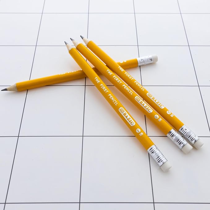 BAZIC PRODUCTS The First Jumbo #2 Yellow Pencils, Eraser, 4 Count, 2-Pack