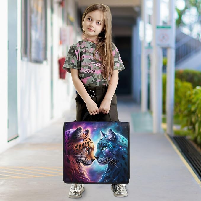 Cheetah Tiger Galaxy 3 Ring Binder Bag 1.5 inch Binder Organizer with Zipper Shoulder Strap 500 Sheet Documents Storage for School Office