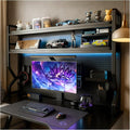 Desktop Bookshelf, Multi-Size pegboard Storage Organizer Rack, Dorm Desk Shelf, Desk Hutch, Desk top Storage Rack, Student Desktop Storage,Desk Shelves for top of des(Black, 45.3" Lx9.9 Wx39 H)