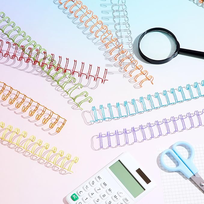 100 Pcs Metal Double Loop Binding Wires 9/16 Bulk Cinch Binding Wires Double Spiral Ring Coil 10 Colors Twin Spines Combs 23 Holes 2: 1 Pitch Cinch Coil Machine Wire
