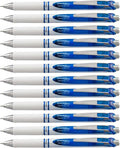 Pentel EnerGel RTX Pearl Retractable Liquid Gel Pen, (0.7mm) Medium Line, Needle Tip, Blue Ink, 12 pack (BLN77PW-C)