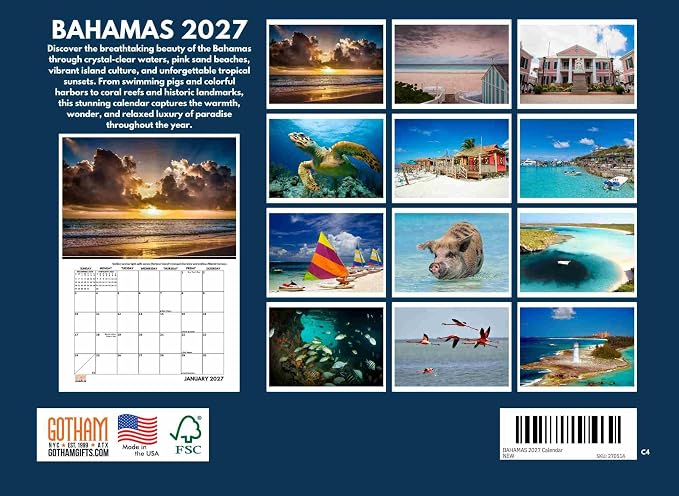 Bahamas Calendar 2027 Monthly Wall Calender 12 Month
