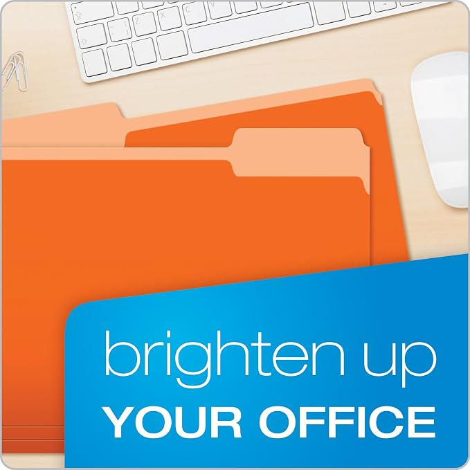 Pendaflex Two-Tone Color File Folders, Letter Size, 1/3 Cut, Orange, 100 per Box (152 1/3 ORA)