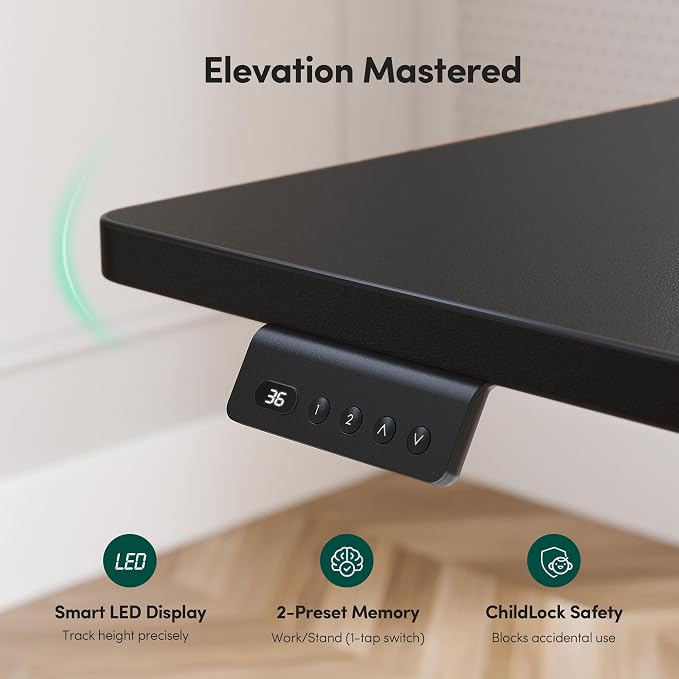 FEZIBO 75" x 63"L Shaped Standing Desk Adjustable Height, Electric Stand up Corner Computer Desk, Sit Stand Home Office Desk with Splice Board, Black
