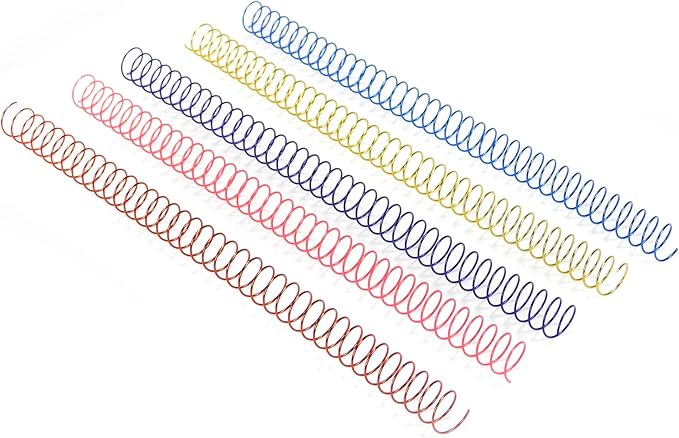 RAYSON 9.5mm Wire Coil Binding Spiral, 3:1 Pitch, 3/8" Metal Spiral Binding Coil, Multicolor & Pack of 100
