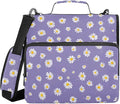 Aslsiy Zipper Binder for Girls Boys White Flowers 1.5 inch 3-Ring Binder Organizer Purple Field for School Office Supplies