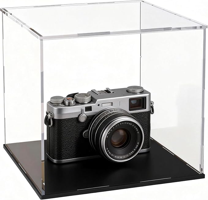 Acrylic Display Case 8x8x8 Inch, Clear Collectible Display Box with Matte Black Base, Dustproof Showcase for Figures, Models, Sports Memorabilia – Easy Self Assembly
