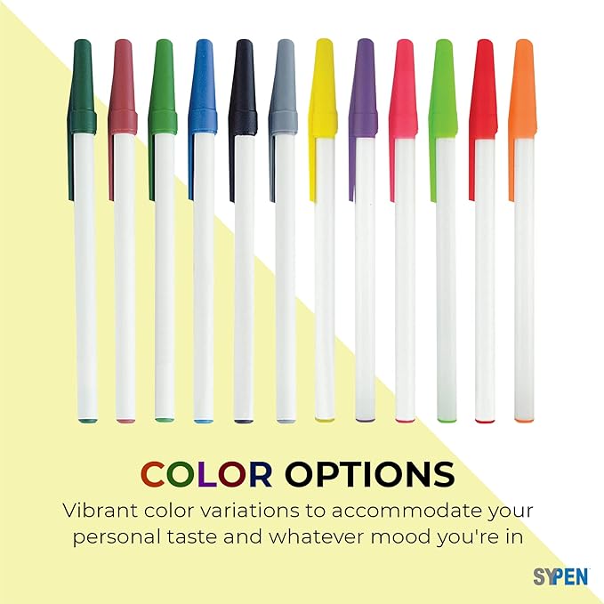 SyPen Personalized Stick Pens With your Custom Logo or Text-500 Pack Bulk-for Businesses, Parties, and Events, Custom Printed Slim Ballpoint Pens with Cap, Yellow, Black Ink