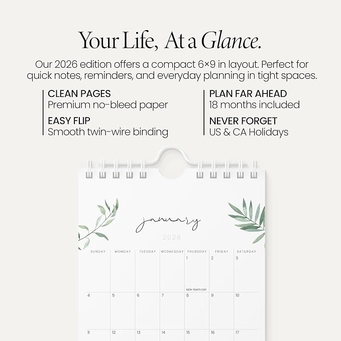 Karto Small Wall Calendar 2026 6x9 in - Greenery