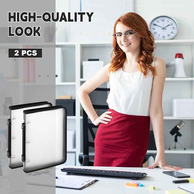 Teling 2 Pcs 1 Inch Zipper Binder 3 Ring Organizer, White | Secure Zipper Closure, Refillable 3 Ring Design, Handle Carry, Fits Letter Size Papers for School, Office and Projects