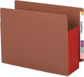 Smead End Tab File Pocket, Reinforced Straight-Cut Tab, 5-1/4" Expansion, Extra Wide Letter Size, Redrope with Red Gusset, 10 per Box (73696)