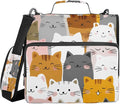 ALAZA Kawaii Cats Zipper Binder 3 Ring Cute Binder Organizer with Zipper and Shoulder Strap Large Capacity Multi-Pocket Trapper Keeper File Folder for Office Supplies