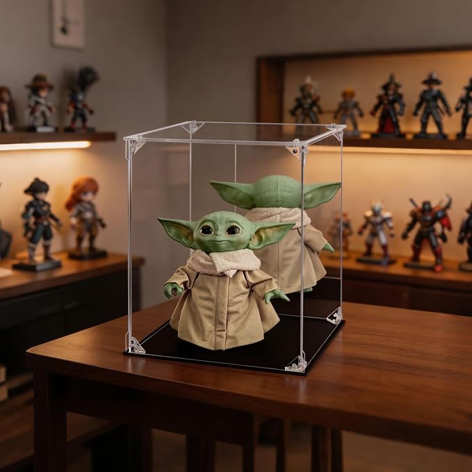 Display Case for Collectibles Assemble Clear Acrylic Box Alternative Glass Case for Display Action Figures Home Storage Organizing Toys (Internal dim 9.5X9.5X11 inch)