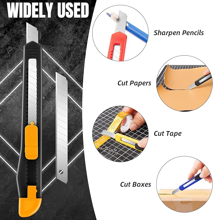TIFICAL 18 Pack Box Cutter, Utility Knife with 9MM Snap-Off Blade, Lightweight Razor Knife for Home, Office, Crafts, Box Cutter Knife Exacto Knife Perfect for Boxes, Carton, Cardboard