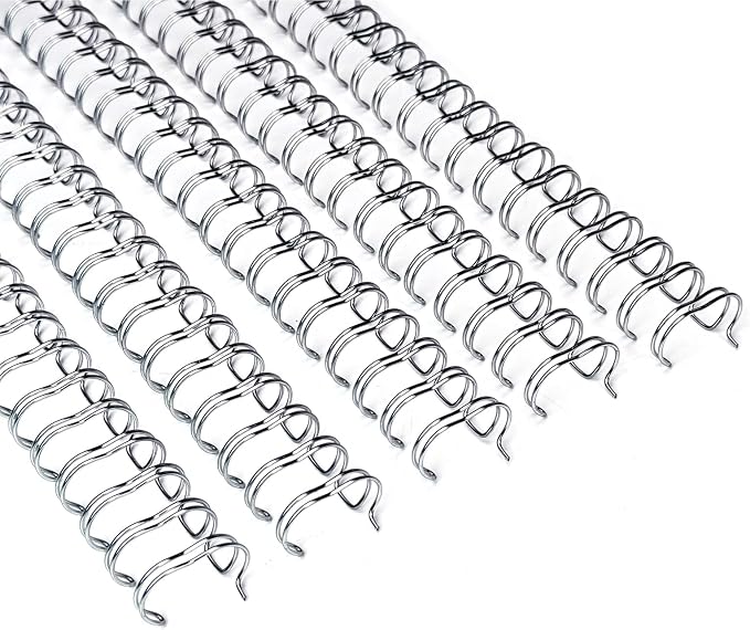 RAYSON Double Loop Binding Wire Spines, 9/16 Inch, 2:1 Pitch Binding Wires Capacity 125 Sheets, 21-Loops for Letter Size Paper, Silver Wire Binding Spiral Pack of 100