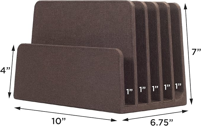 MobileVision Executive Dark Brown Desktop File Folder Organizer and Paper Tray, 5 Slot Dividers
