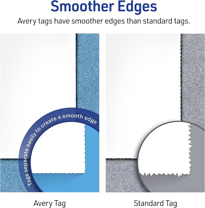 Avery® Scalloped Printable Tags, Sure Feed® Technology, 2" x 1.25", White, Includes String, Laser/Inkjet Printable, 180 Total, Great for Branding, Gifts, Merchandising, and More (22848)