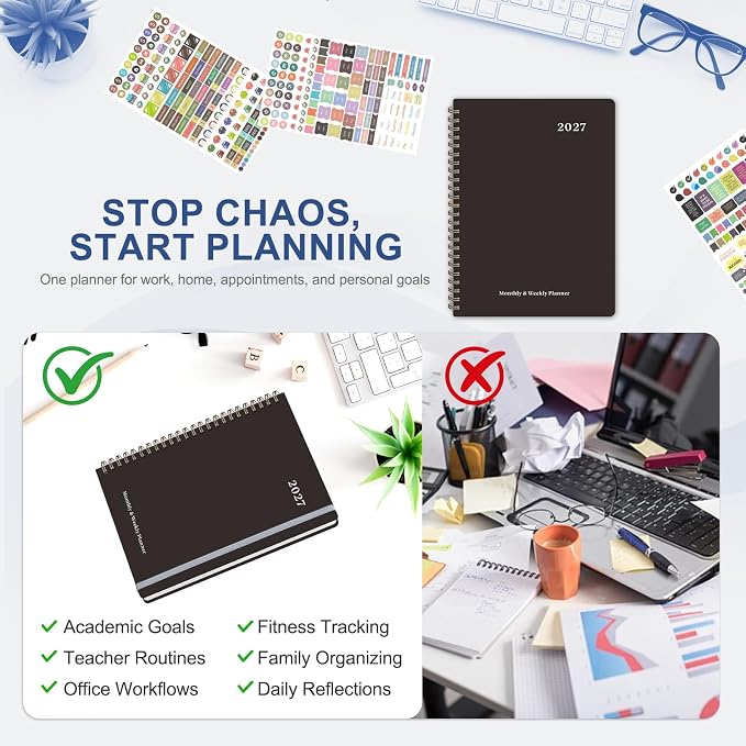 2027 Planner, Weekly and Monthly Calendar Planner Book, A5(6.3'' x 8.5'')