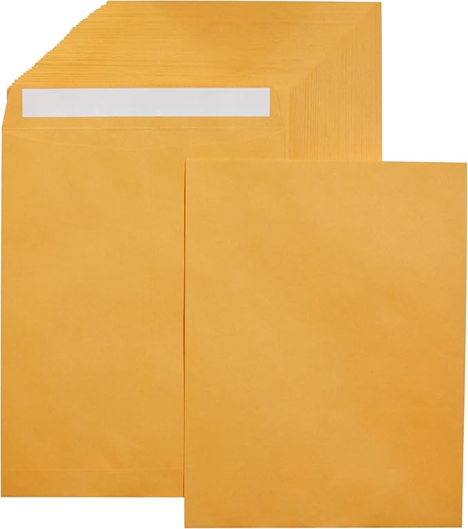 Amazon Basics Catalog Self Seal Mailing Envelopes, Peel and Seal, 10" x 13", Brown Kraft, 250-Pack