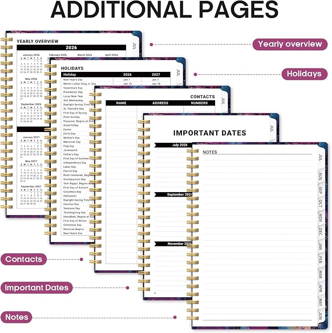 Planner 2026-2027, Monthly & Weekly Jul 2026-Jun 2027 Planner Calendar