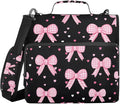 3 Ring Zipper Binder with Shoulder Strap Pink Bow Heart 2 Inch Zippered Binder Bag 500 Sheet Capacity Multi Pockets for School Supplies