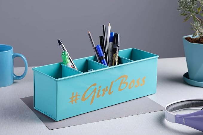 DUDKI HOME QUINTESSENTIALS 4 Compartments Pen Holder and Makeup Stand - Gift Office Desk Accessories Décor Storage Multi-functional Pen Organizer for Countertop Desk