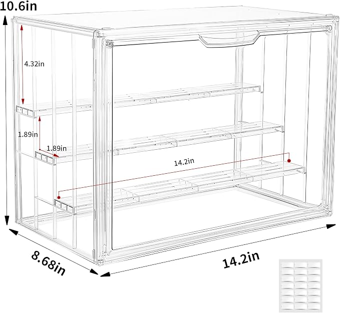 Acrylic Display Case for Figures, 4-Layer Stackable Storage Box | Display Cases for Collectibles, Tool Free Assembly, High Transparency Design, Magnetic Door, Adjustable Divider
