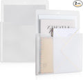 Feifeiya 2 Pcs Magnetic File Folder Wall Hanging Holder Large Pocket Paper Magazine Mail Organizer for Refrigerator Classroom Locker Whiteboard(Vertical,Clear Color,12.2 x 9.4 Inches)