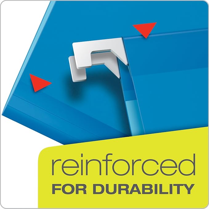 Pendaflex Ready-Tab Reinforced Hanging File Folders, Letter Size, 3 Tab, Assorted Colors, 25/BX (42621) (Pack of 10)