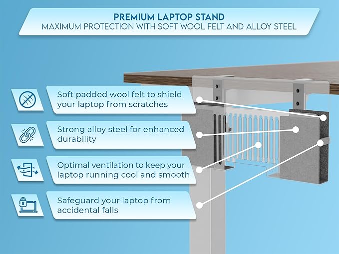 Vertical Side-Mount Laptop Holder Bracket for Desk Storage -fits: Dell/Acer/ASUS/XPS/MacBook/Surface/Lenovo/HP/Gaming Laptops (up to 16 inches) (Perforated Steel, Alloy Steel)