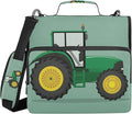 Fisyme Green Yellow Tractor Zipper Binder 3 Ring with Zipper and Shoulder Strap Large Capacity Multi-Pocket Binder Organizer
