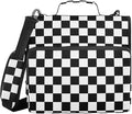 Black White Checkered Pattern 3 Ring Binder Bag 1.5 inch Binder Organizer with Zipper Shoulder Strap 500 Sheet Documents Storage for School Office