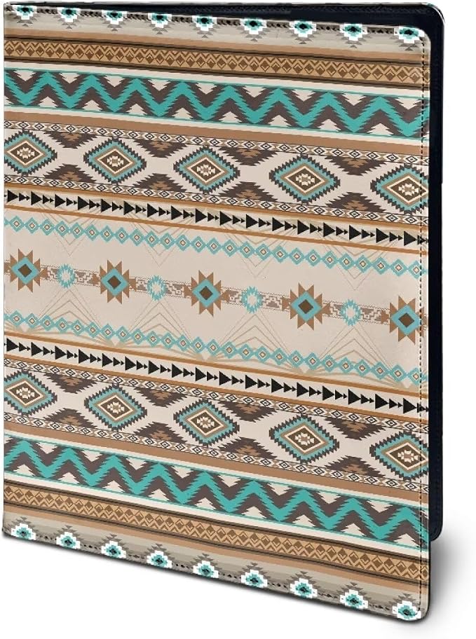 Dreaweet Southwestern Indian Tribal Pattern Leather Portfolio for Men Business Organizer,Padfolio Folder with Clipboard,Portfolio Binder for Document Organizer,Office Supplies or Business Traveling