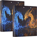 Funny Dragon Orange Dragon 3 Ring Binder with 2 Interior Pockets 1.5 inch Binders 3 Ring Heavy Duty Fit 8.5" x 11" Letter Size for Office School, 2 Pack