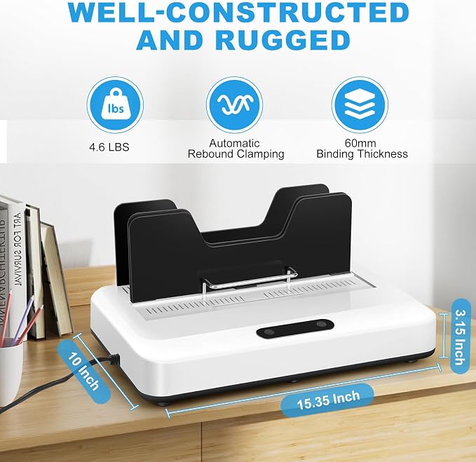 Thermal Binding Machine, 500 Sheets Capacity, No Preheat Time, Digital Touch Panel with Air Cooling, Electric Binder for A4/A5/Letter Size Business Documents, Office and Home Projects