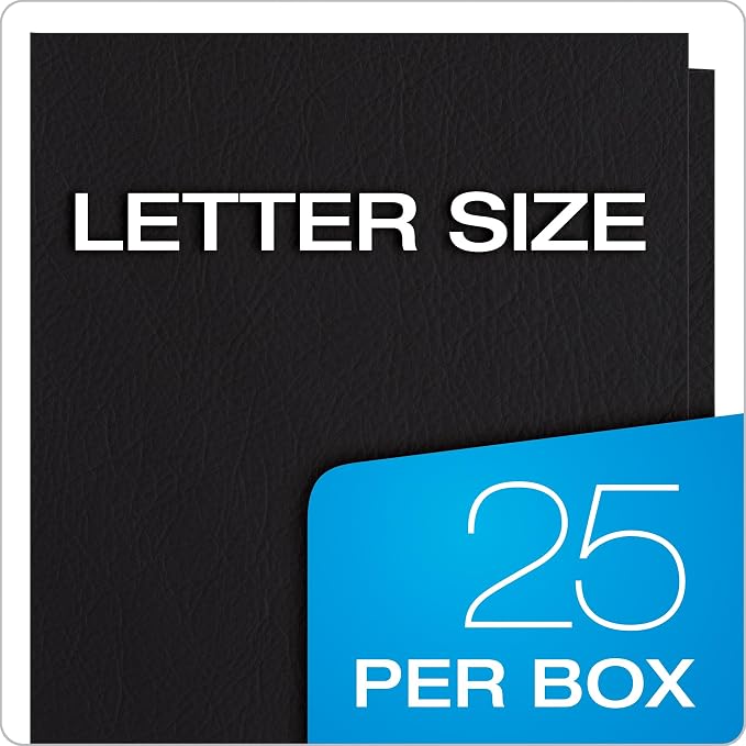 Oxford Twin-Pocket Folders, Textured Paper, Letter Size, Black, Holds 100 Sheets, Box of 25 (57506EE), 8-1/2 x 11
