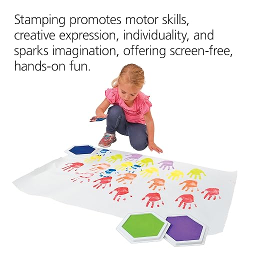Colorations Jumbo Large Washable Stamp Pads for Kids, Rubber Stamps, 6 x 7" | Ages 2+, Non-Toxic, Arts & Crafts, Teachers, Handprints, 6 Colors, DIY, Craft Ink Pad for Stamps, Scrapbooking