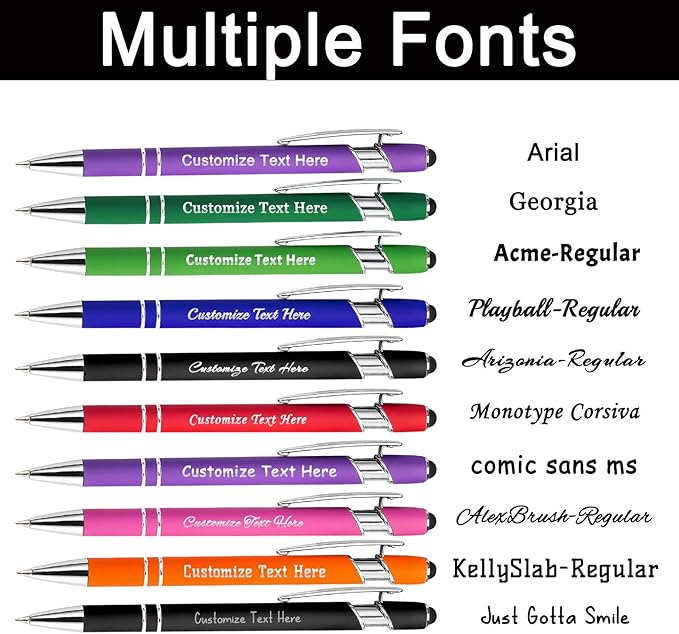 Custom Pens Bulk Personalized Ballpoint Pen with Stylus Tip Customized Engraved Pens with Name Logo Soft Black Ink with Touch Metal Office for Business Office Teacher School Corporate Gifts PURPLE