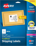 Avery White Shipping Labels | Sure Feed Technology | True Block | 3-1/3" x 4" | 60 Labels, Pack of 5