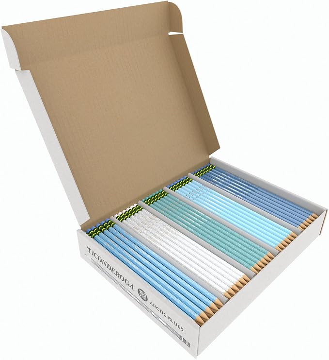 Ticonderoga Wood-Cased Pencils Pre-Sharpened, Arctic Blues, 150 Count