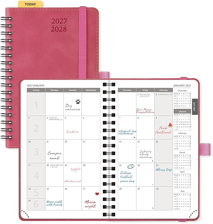 POPRUN Monthly Planner 2027-2028 (Jan.27-Jun.28),4.5"x6.25" Pocket Calendar