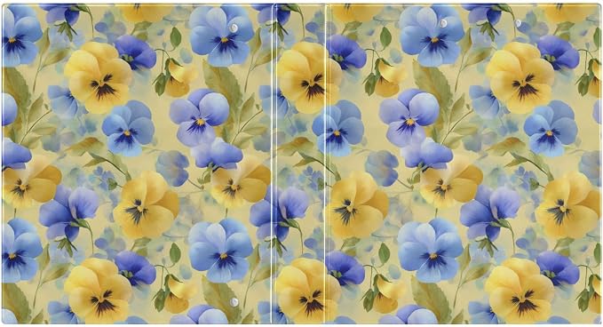 Watercolor Floral Hard Cover Ring Binder 1.5 Inch 3 Ring, Printed Ring Binder with Metal Non-Slip Clip Clear Pocket Water Resistant Round Ring Binders for Recipe Budget Office