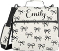 Custom Personalized Name Black Bow Pattern Zipper Binder 3 Ring