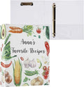 Personalized Recipe Binder 8.5x11 3 Ring Custome Name Binder Customized Cook Book Binders with Clipboard&Pockets Large Recipe Organizer for Kitchen, Recipes, Family-Watercolor Vegetable Spices