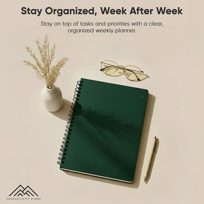 2026 Planner. 8.5" x 11" Spiral-Bound Weekly, Monthly and Daily Planner - Organize All 52 Weeks - Increase Productivity and Get Organized - Productivity Store (Green)
