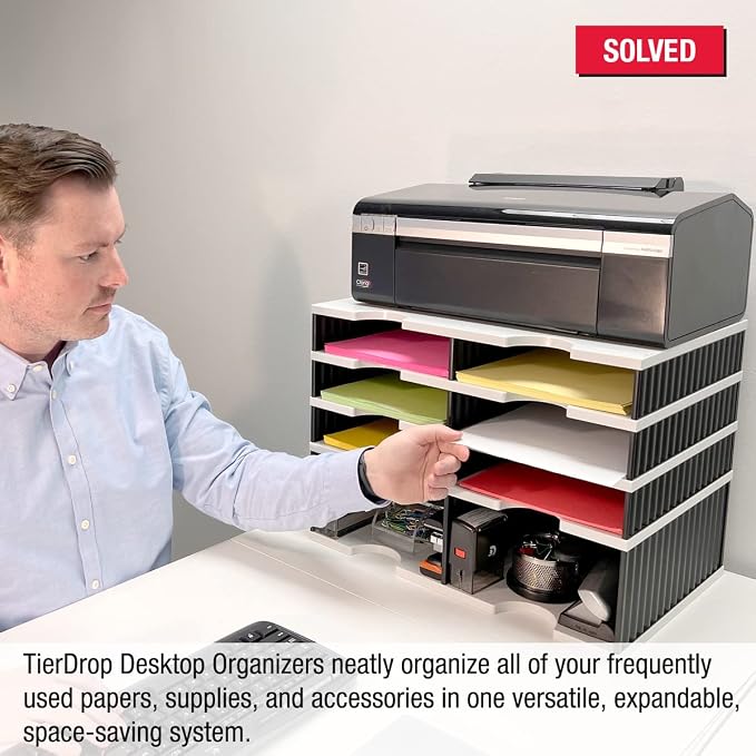 Ultimate Office TierDrop Desktop Organizer, 6 Compartment with Riser Base | Riser base lifts compartments for easy access to lower slots and stores supplies underneath; sorts mail, forms, paperwork