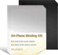 24PCS Binding Covers and Backs Set, 8.5 x11 Inch Clear Book Cover | 12Pcs 8mil Clear PVC Binding Cover, 12Pcs 12mil Black Poly Cover, Letter Size, Un-Punched, Square Corners, for Home Office