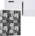 Funny Cute Kitty Cat Black and Gray Cats Binder 1.5 Inch Binder with Clipboard&Pockets, Hardcover Binders 3 Ring, Heavy Duty Large File Folder for Office School Supplies - Holds 200 Sheets